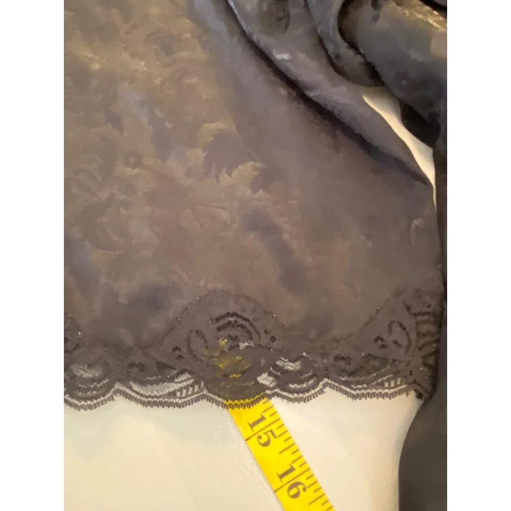 Victoria's Secret Black Satin Robe Belt Lace Sequin Accent Wrist & Neck One Size - Picture 11 of 11